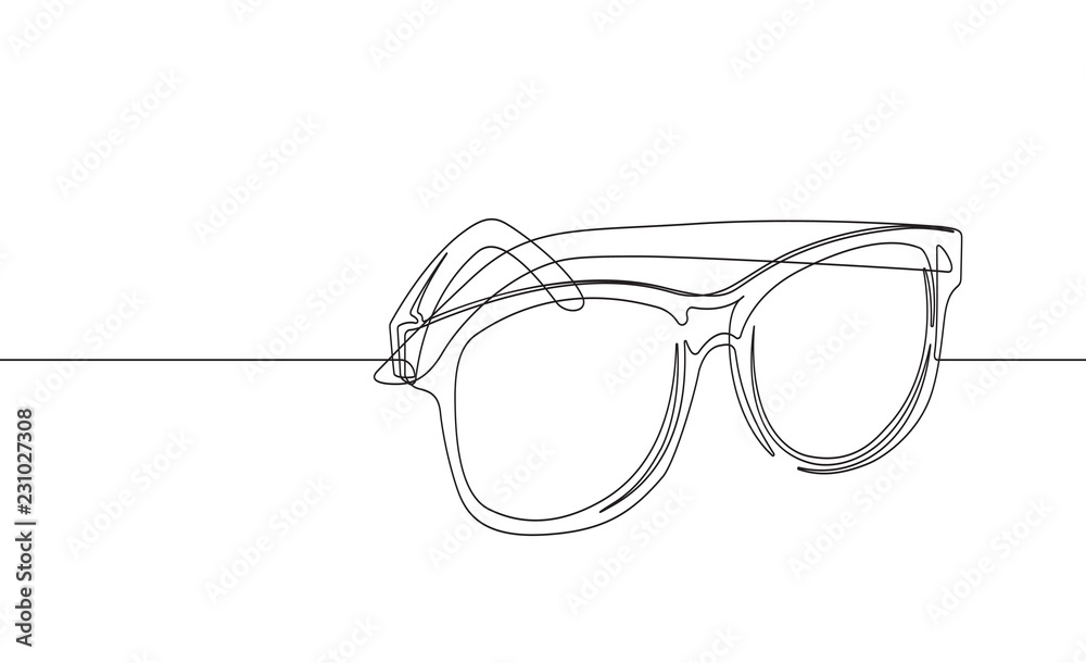 Sunglasses Continuous Line Vector Graphic - obrazy, fototapety, plakaty 