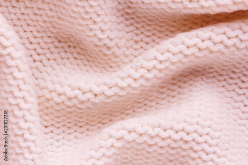 Canvas-taulu Knitted light pink fabric texture with large fold, reverse stockinette stitch