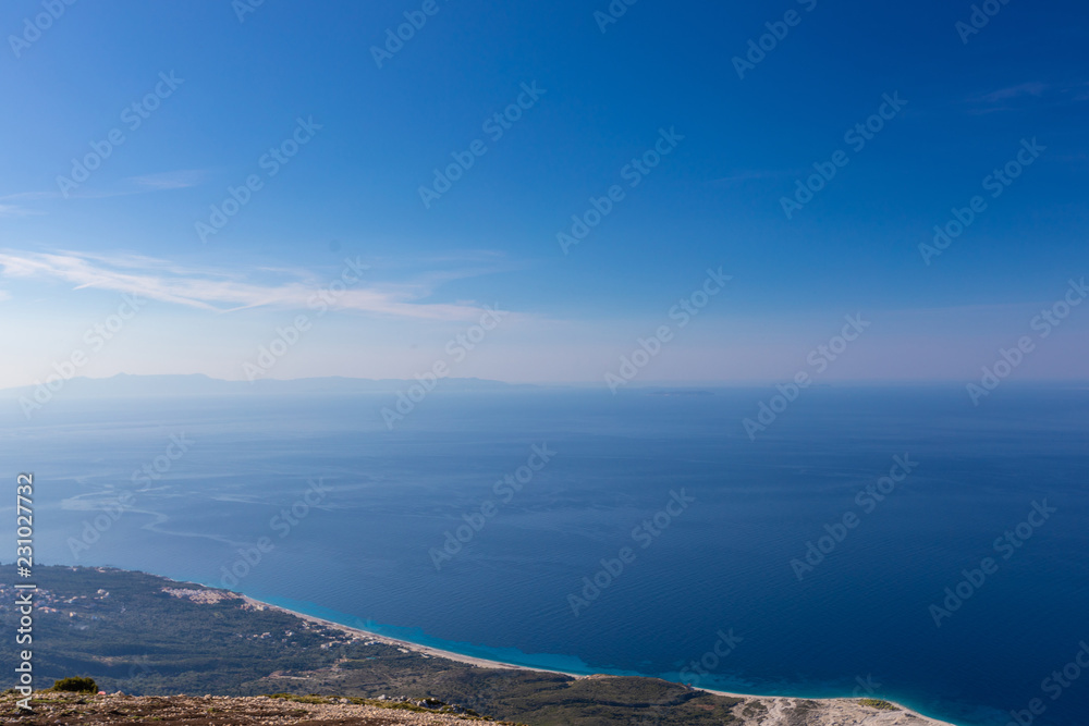 Obraz premium View from the top of the sea and mountain serpentine. The seaside near the mountains