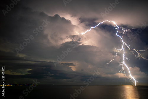 Thunder storm, Lightning over the sea