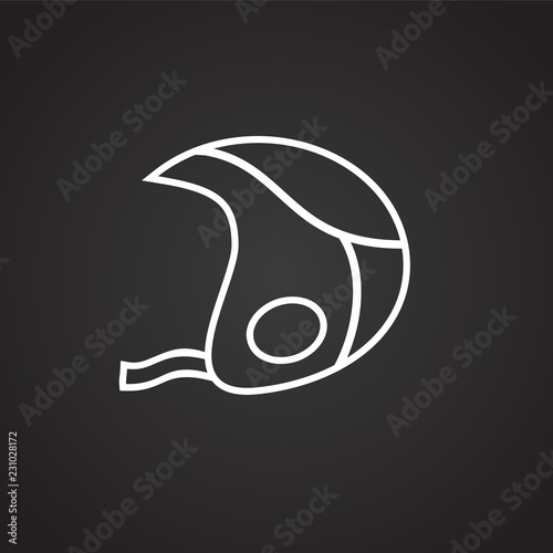 Ski helmet thin line on black background icon