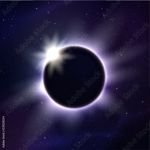 Vector illustration of eclipse and light rays