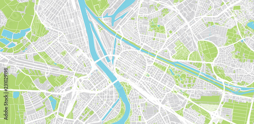 Urban vector city map of Mannheim, Germany