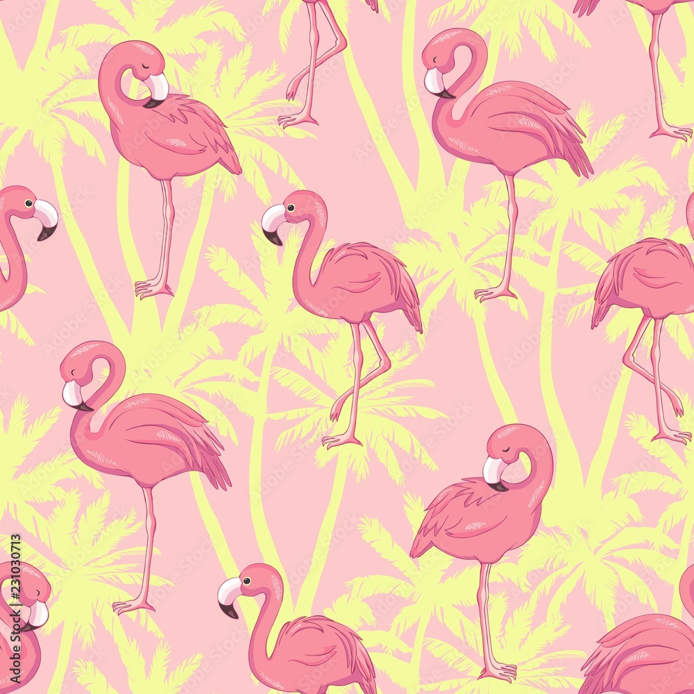 Obraz premium Tropical flamingo pattern