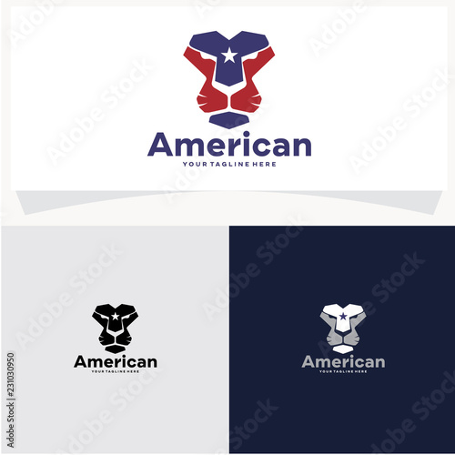 Fototapeta Naklejka Na Ścianę i Meble -  American Lion Logo Design Template