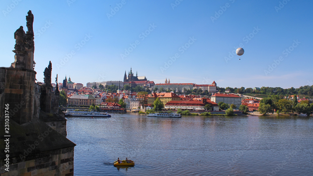 Obraz premium Prague. View on old town over Vltava river from Charles Bridge