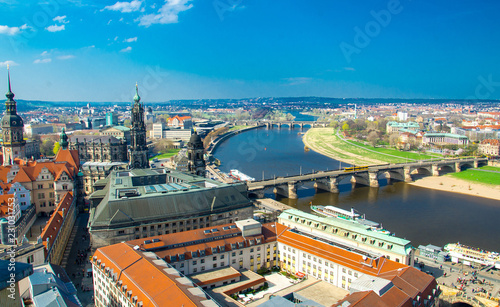 Panoramic view of Dresden city from lutheran church  Germany