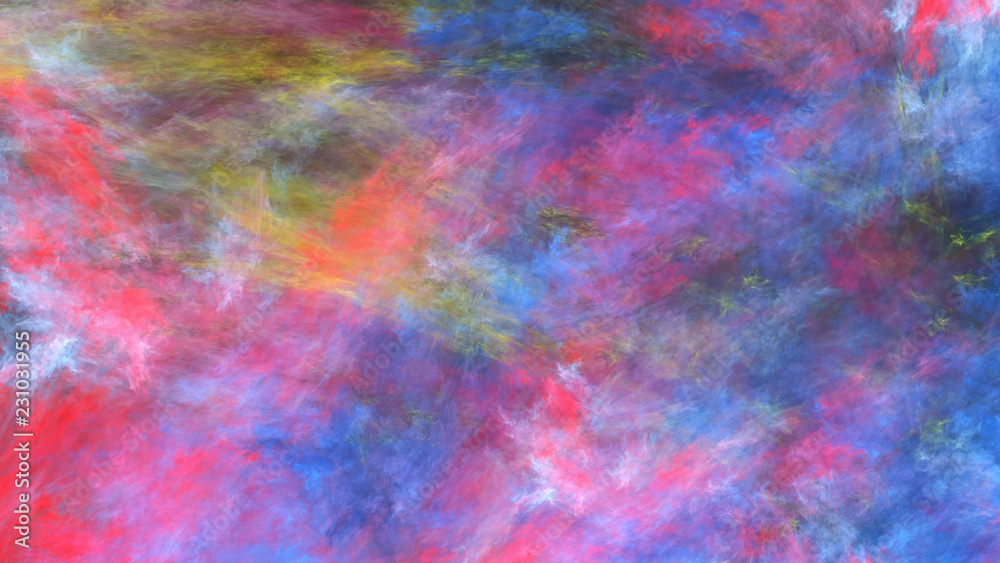 Chaotic pink and blue brush strokes. Abstract grunge texture. Fractal background. 3d rendering.