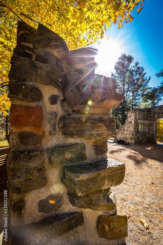 The abbey ruins at the Mackenzie King estate in the Gatineau park, Quebec  Canada photo