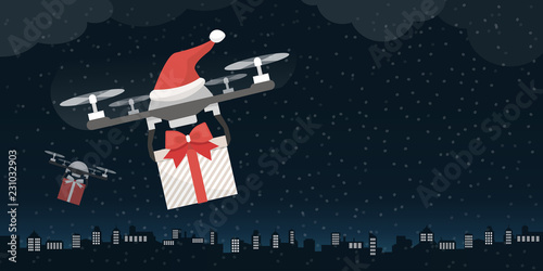 Santa's drones carrying gifts