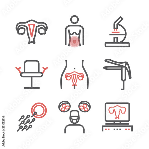 Gynecology line icons. Hospital department. Health care center. Vector signs for web graphics.