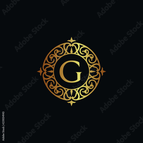 Vintage old style logo icon golden. Royal hotel, Premium boutique, Fashion logo, restaurant logo, VIP logo. Letter G logo, Premium quality logo. 