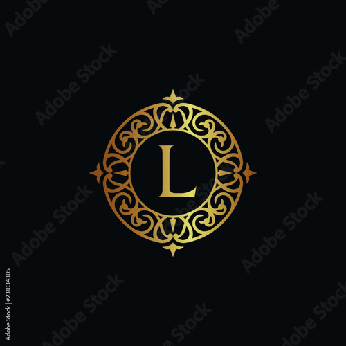 Vintage old style logo icon golden. Royal hotel, Premium boutique, Fashion logo, restaurant logo, VIP logo. Letter L logo, Premium quality logo. 