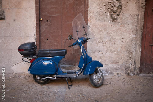 Palermo, Italy - September 06, 2018 : View of a vespa scooter