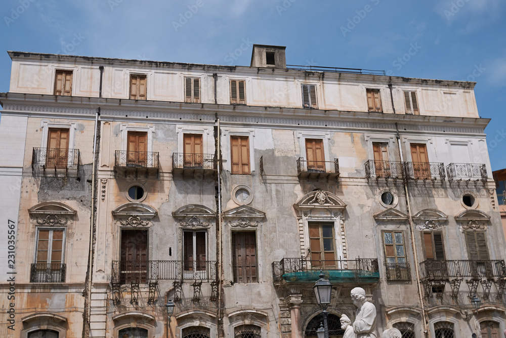Palermo, Italy - September 07, 2018 : View of an old building