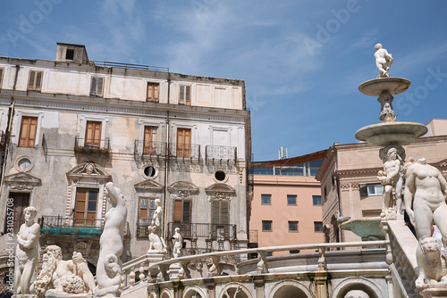 Palermo, Italy - September 07, 2018 : View of Praetorian Fountain photo