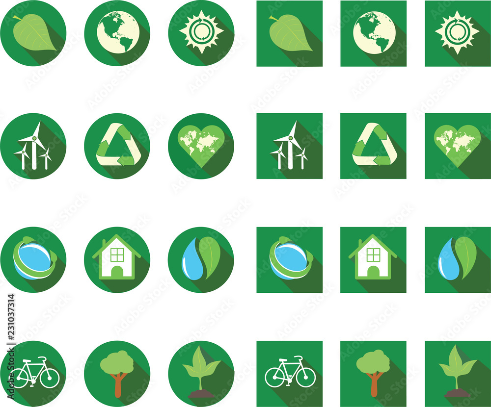 Ecologic vector icon set Ecologic vector icon set