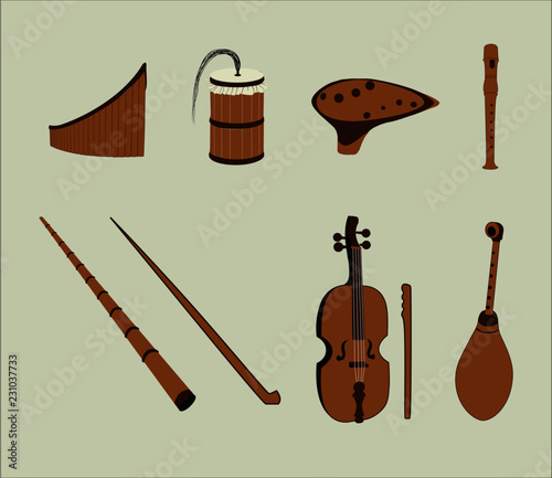 Traditional Balkan Folk instrument set photo