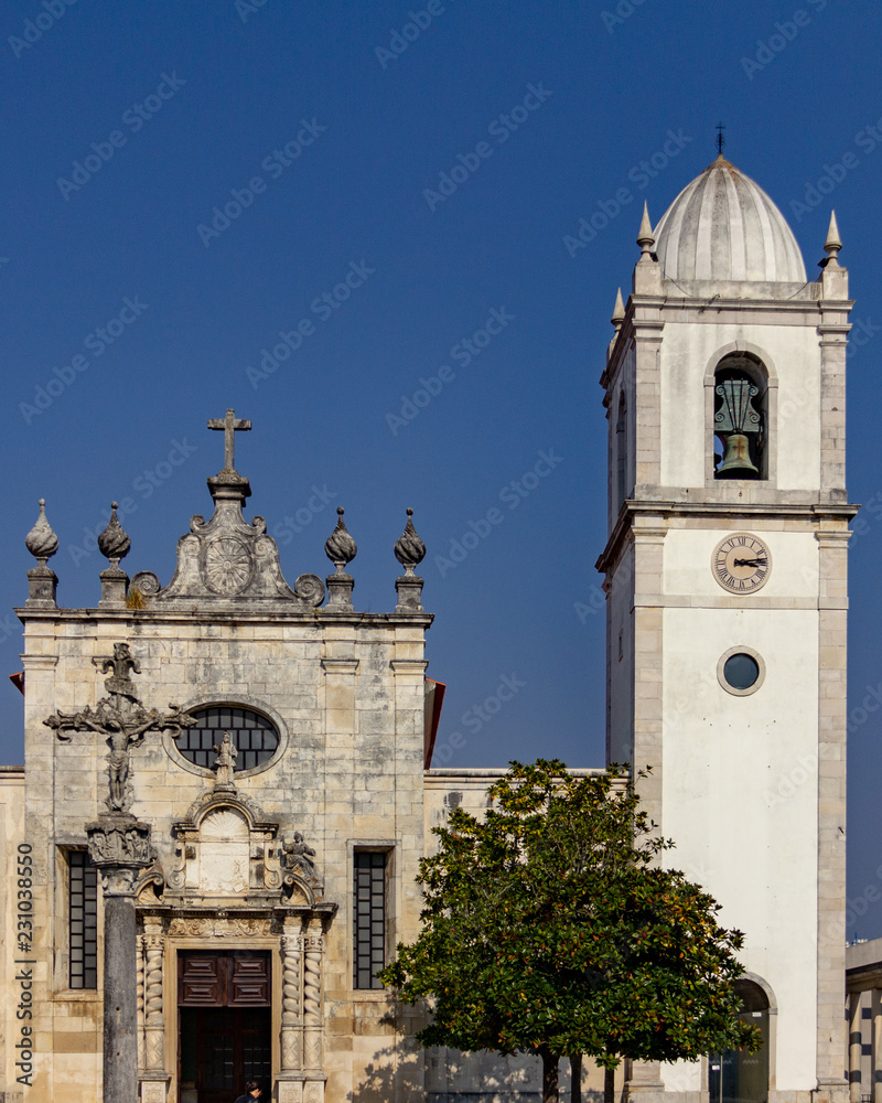 Church of Saint John the Evangelist (Ingreja de Sao Joao Evangelista) in Aveiro, Portugal under a cloudless blue sky