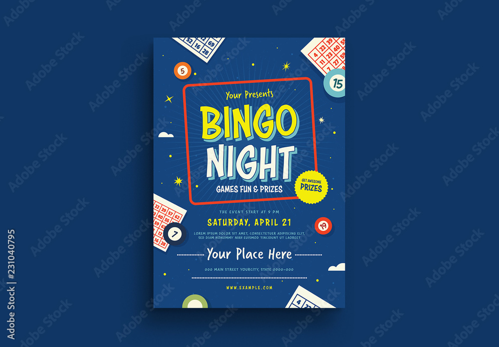 Bingo Night Flyer Layout Stock Template | Adobe Stock