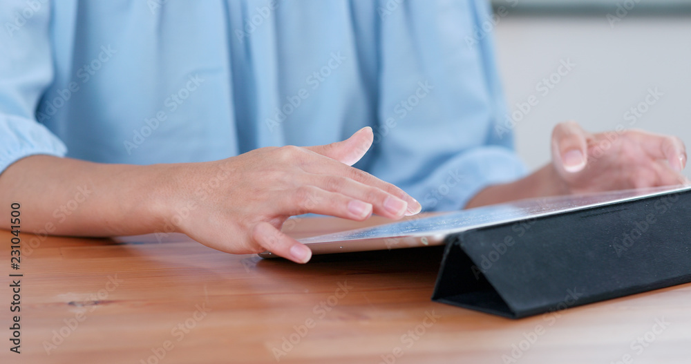 Woman use of tablet computer Woman use of tablet computer