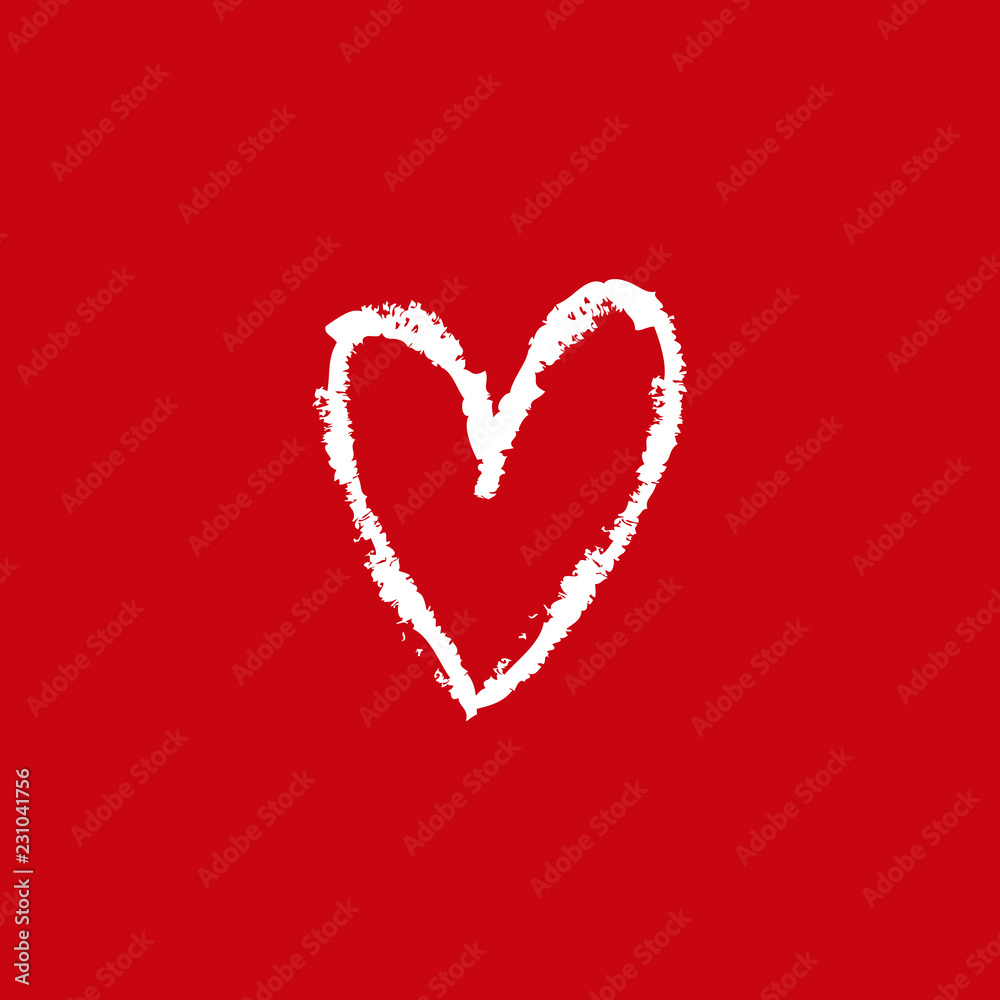 Heart vector illustration, grungy style, chalk texture on red background. Love symbol. Heart vector illustration, grungy style, chalk texture on red background. Love symbol.