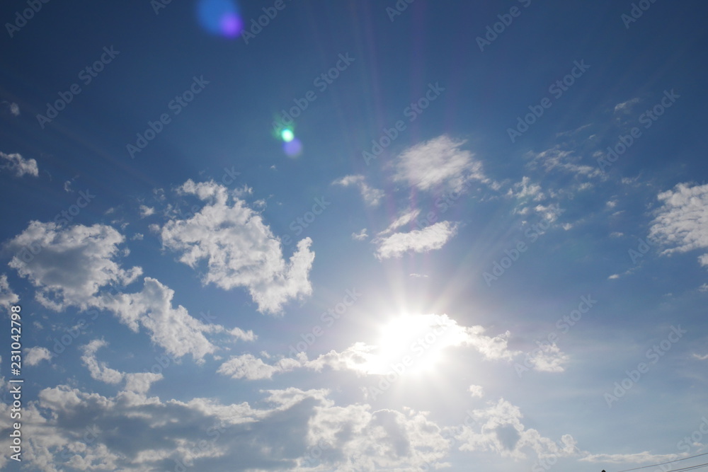 Sun shining behind the clouds in the morning Sun shining behind the clouds in the morning
