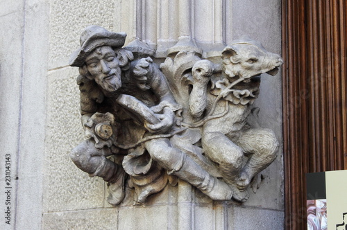 Basrelief in Amatller House in Barcelona, Spain