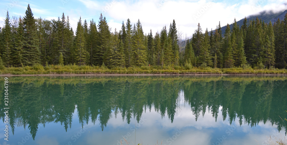 lake, water, forest, landscape, nature, sky, reflection, mountain, tree, mountains, trees, blue, green, river, autumn,