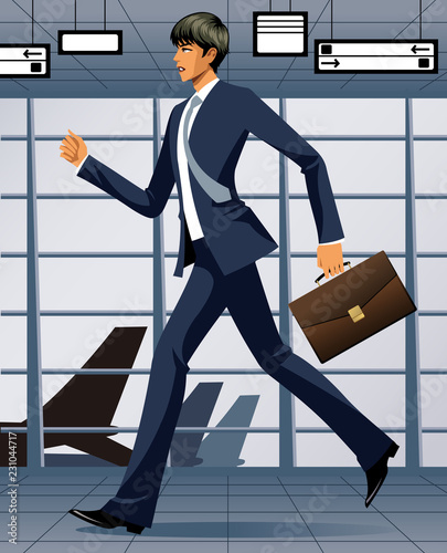 businessman walking briskly