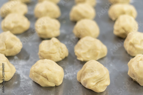 Dough in metal surface. Bakery product