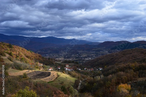 autumn landscape of the village