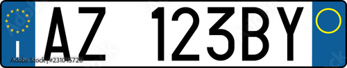 vehicle licence plates with EU marking in Italy