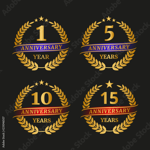 Anniversary golden laurel wreath set.