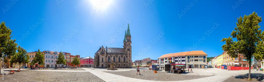 Meiningen, Markt Panorama mit Marienkirche 