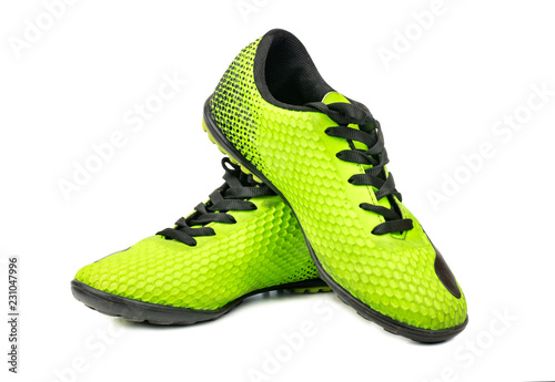 Green football boots