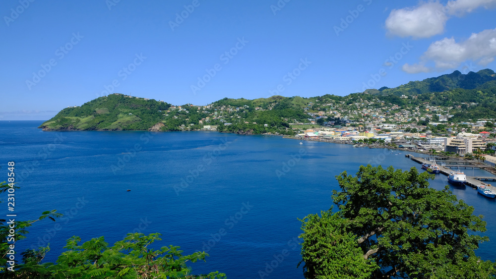 Naklejka premium Kingstown city & bay, St. Vincent & Grenadines