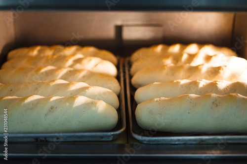 bread in the oven. baking in the process. ruddy crust
