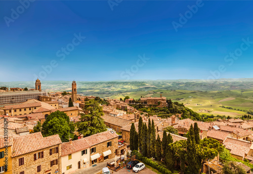 View of the medieval Italian town of Montalcino. Tuscany photo