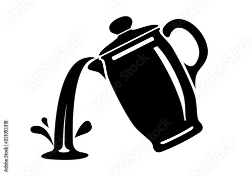 Jug pour out milk or water canister. Simple logo.