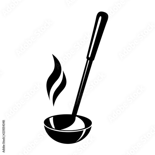 Kitchen ladle soup smoke cook icon, simple style
