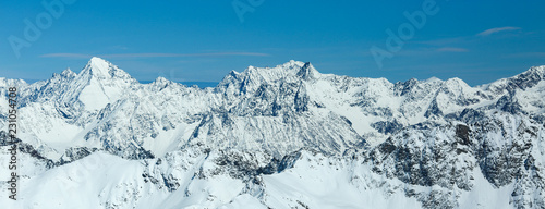 Winter landscape - Panorama of the ski resort Pitztaler Gletscher. Wildspitzbahn. Alps. Austria. photo