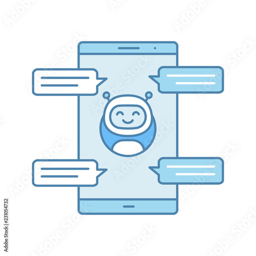 Chatbot with speech bubbles color icon
