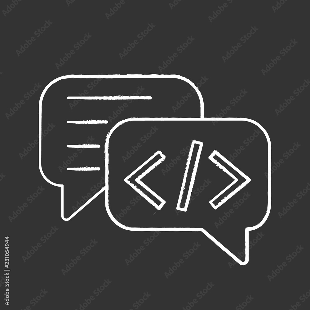 Chatbot coding chalk icon