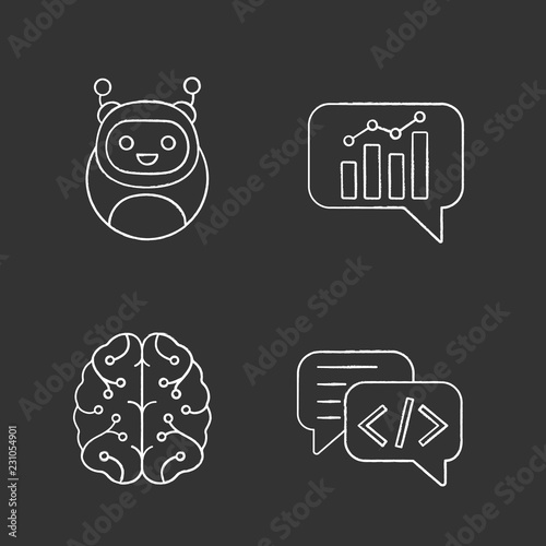 Chatbots chalk icons set