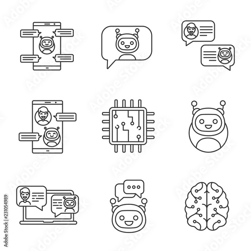 Chatbots linear icons set