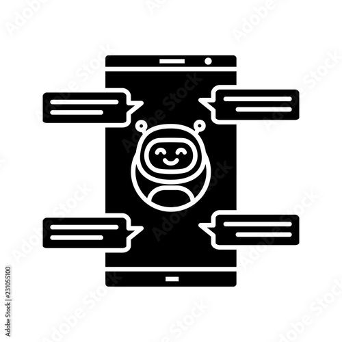 Chatbot with speech bubbles glyph icon