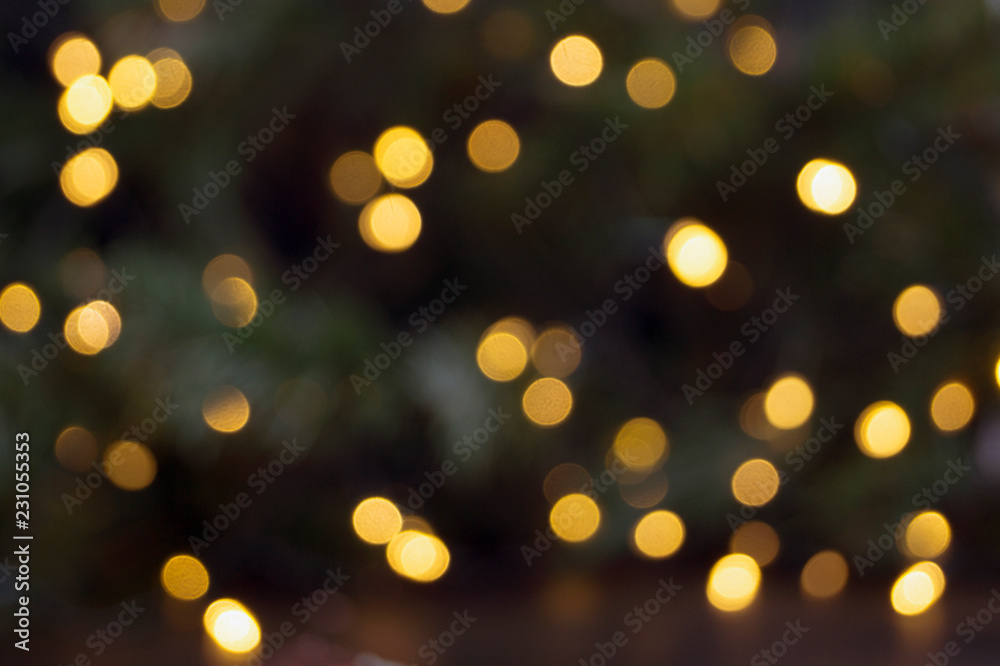 Yellow bokeh holiday. Abstract Christmas holiday background