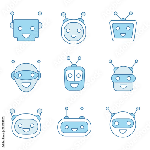 Chatbots color icons set
