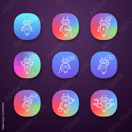 Chatbots app icons set